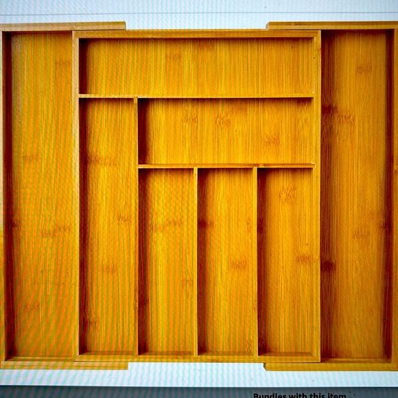 Bamboo silverware, organizer, expandable large - Picture 1 of 7